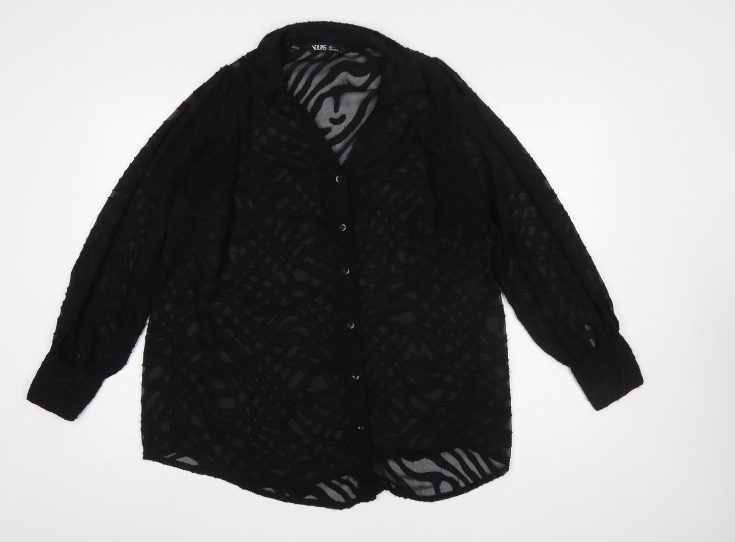 Womens UK Size 14 Yours Black Basic Blouse