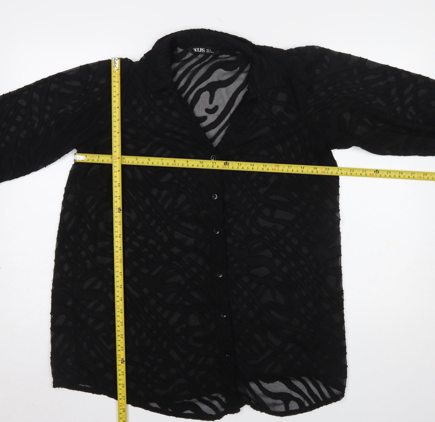 Womens UK Size 14 Yours Black Basic Blouse