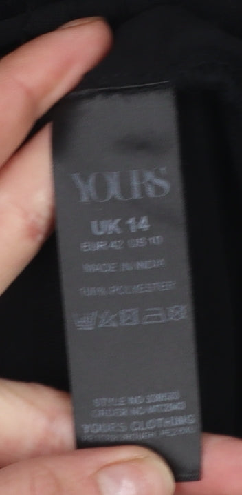 Womens UK Size 14 Yours Black Basic Blouse