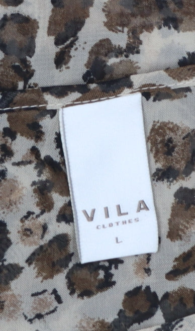 Womens UK Size L VILA Brown Kimono Blouse