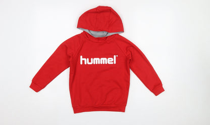 Boys UK Size 6 Years Hummel Red Pullover Hoodie