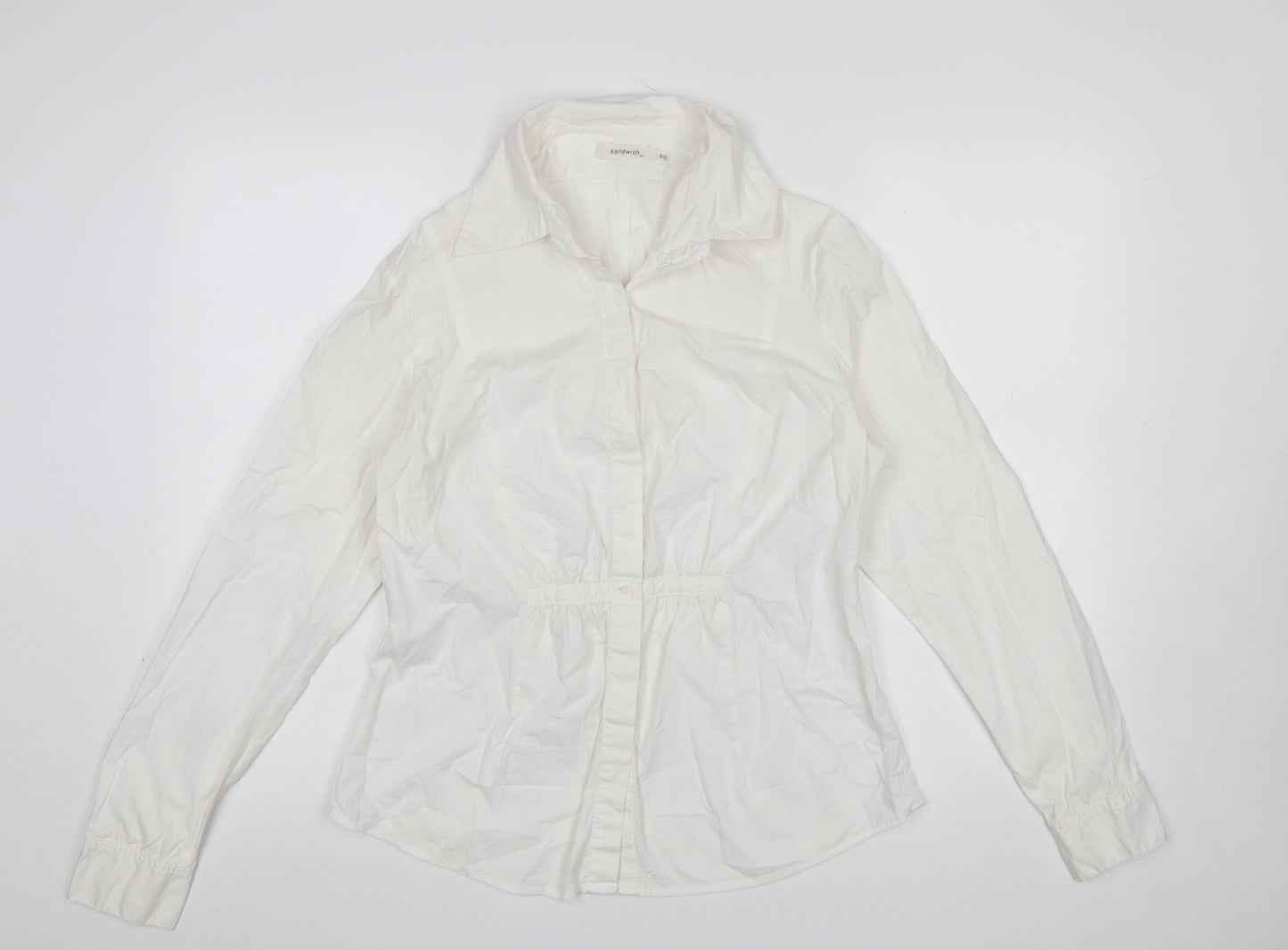 Womens UK Size 12 Sandwich White Basic Blouse