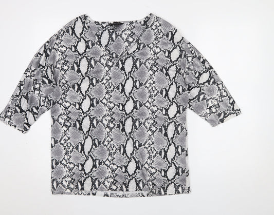 Womens UK Size 8 New Look Grey Basic Blouse