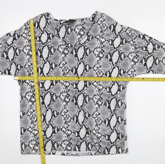 Womens UK Size 8 New Look Grey Basic Blouse