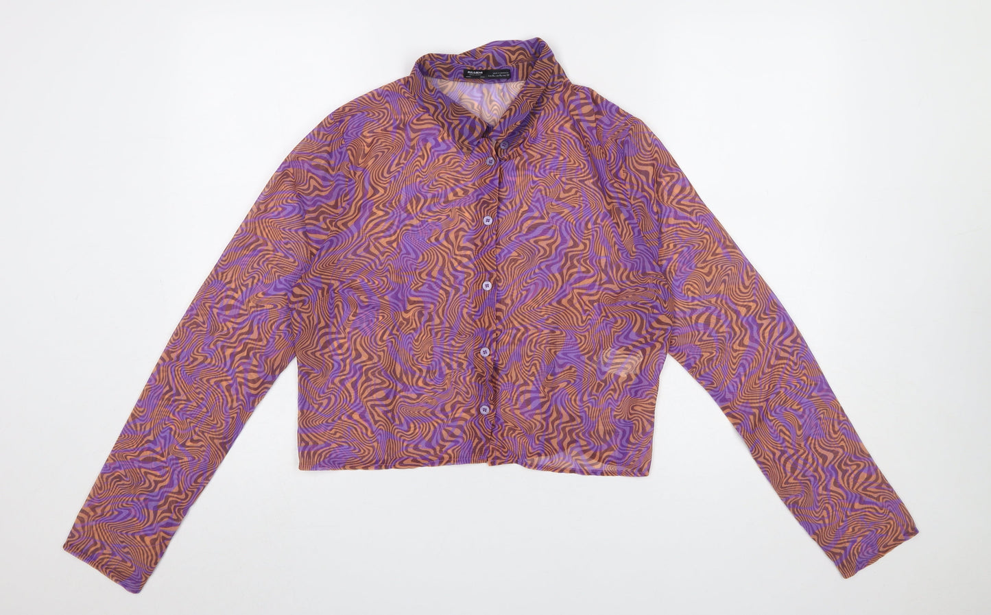 Womens UK Size 14 Pull&Bear Multicoloured Cropped Button-Up