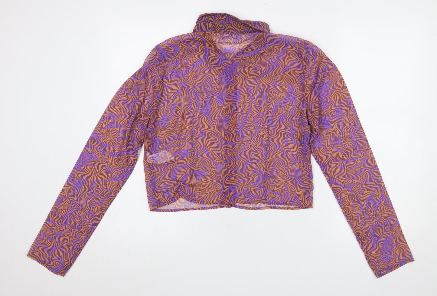Womens UK Size 14 Pull&Bear Multicoloured Cropped Button-Up