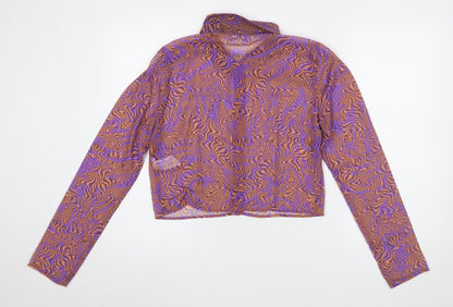 Womens UK Size 14 Pull&Bear Multicoloured Cropped Button-Up