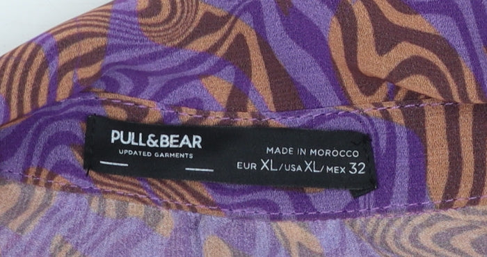 Womens UK Size 14 Pull&Bear Multicoloured Cropped Button-Up
