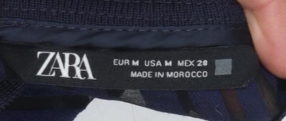 Womens UK Size 12 Zara Blue Jersey Blouse