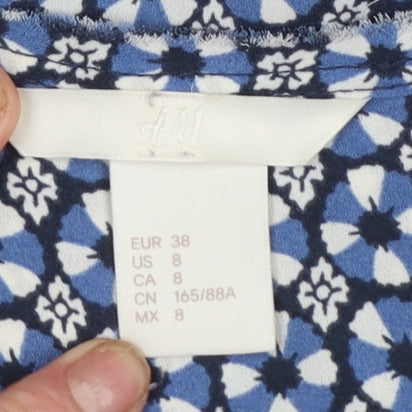 Womens UK Size 10 H&M Blue Tunic Blouse