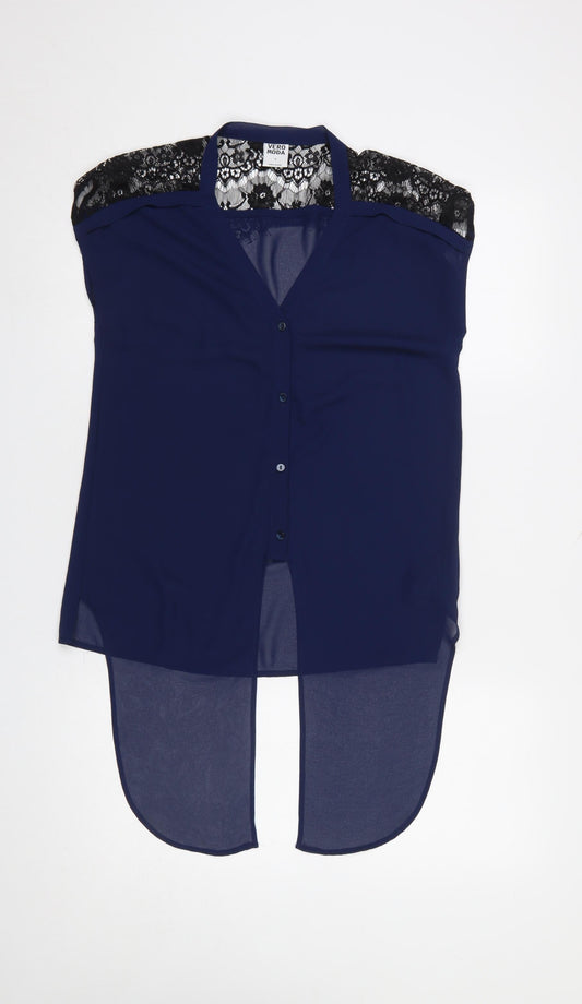 Womens UK Size S VERO MODA Blue Basic Blouse