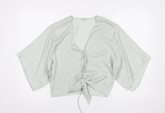 Womens UK Size 8 River Island Grey Wrap Blouse