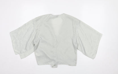 Womens UK Size 8 River Island Grey Wrap Blouse