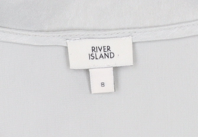 Womens UK Size 8 River Island Grey Wrap Blouse
