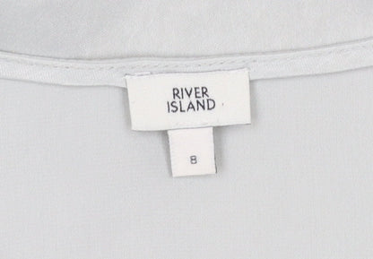 Womens UK Size 8 River Island Grey Wrap Blouse