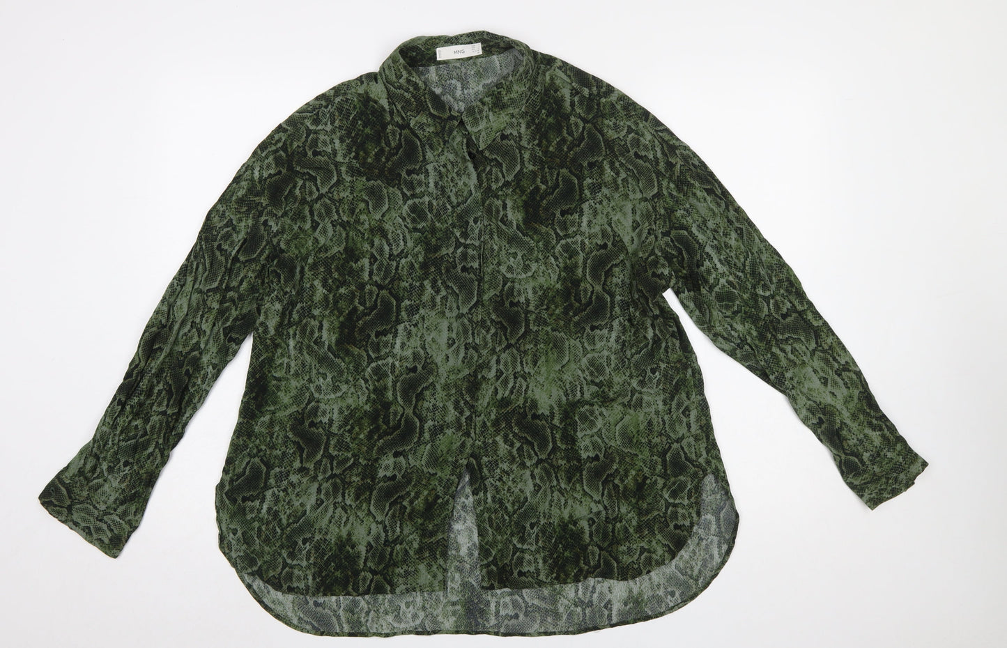 Womens UK Size 14 MNG Green Basic Button-Up