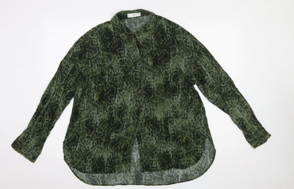Womens UK Size 14 MNG Green Basic Button-Up