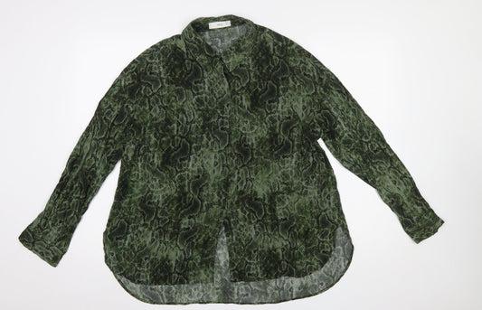 Womens UK Size 14 MNG Green Basic Button-Up