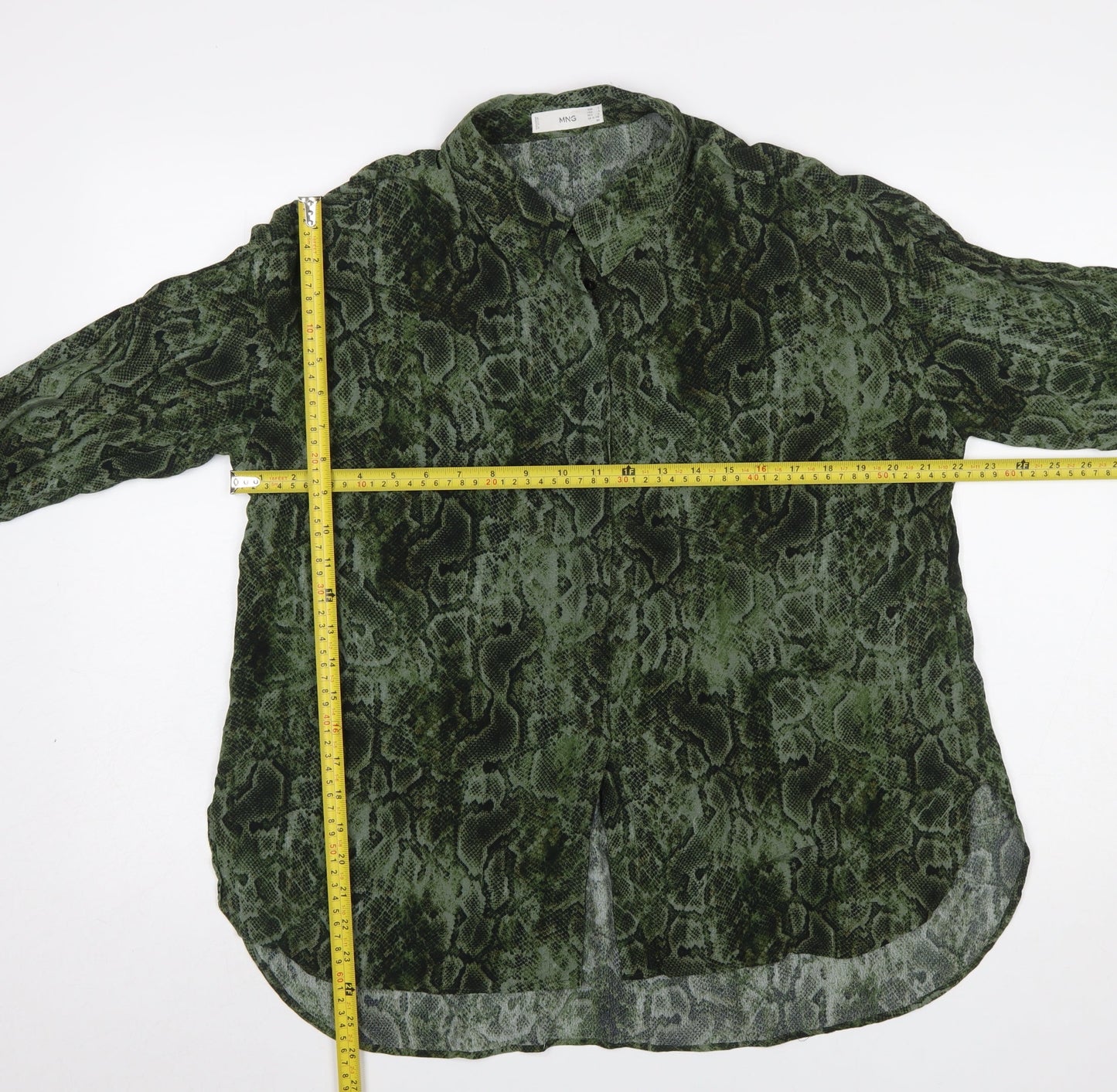 Womens UK Size 14 MNG Green Basic Button-Up
