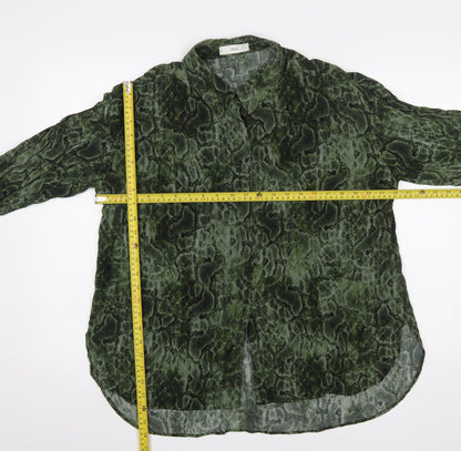 Womens UK Size 14 MNG Green Basic Button-Up