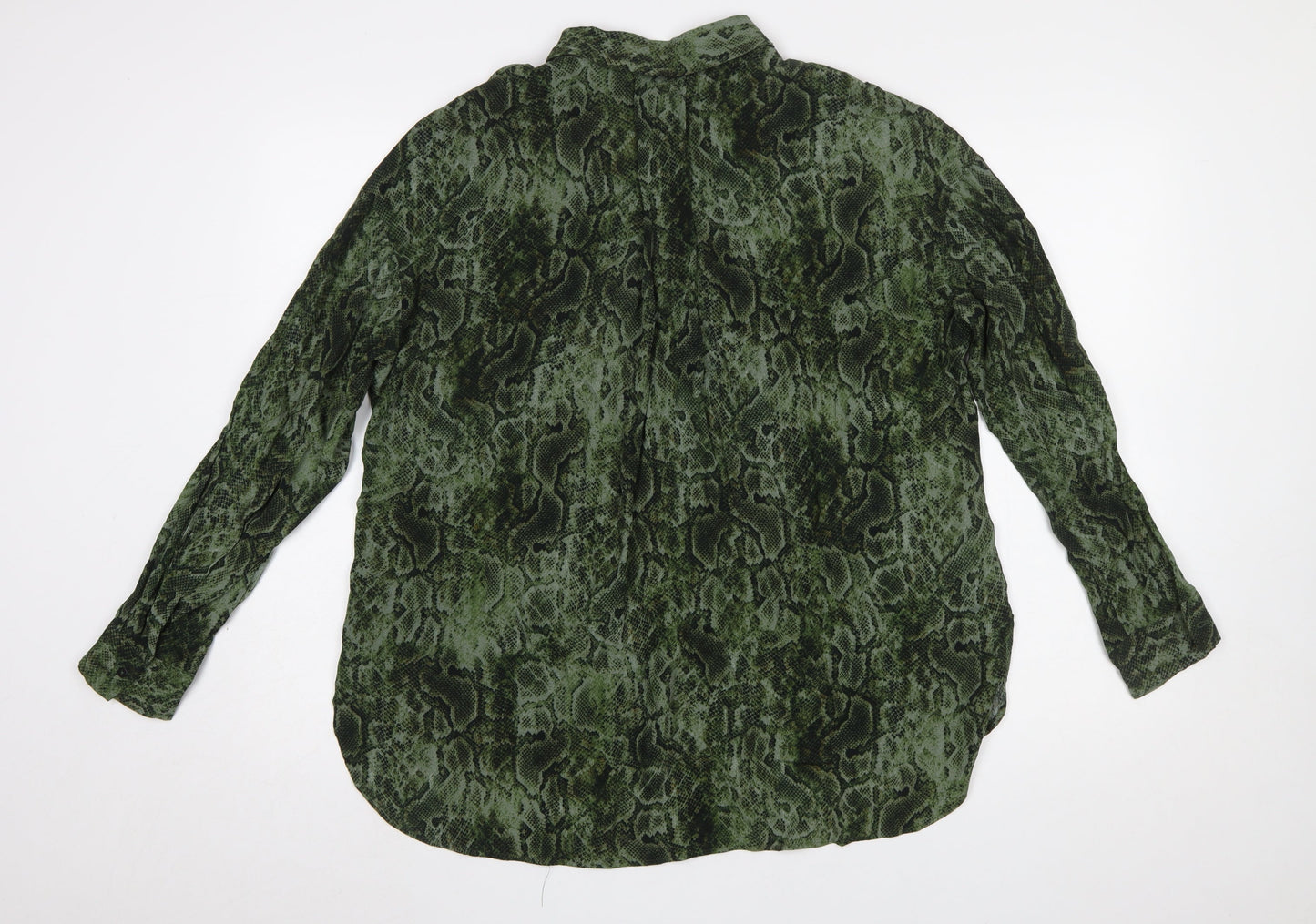 Womens UK Size 14 MNG Green Basic Button-Up