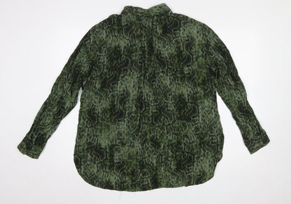 Womens UK Size 14 MNG Green Basic Button-Up
