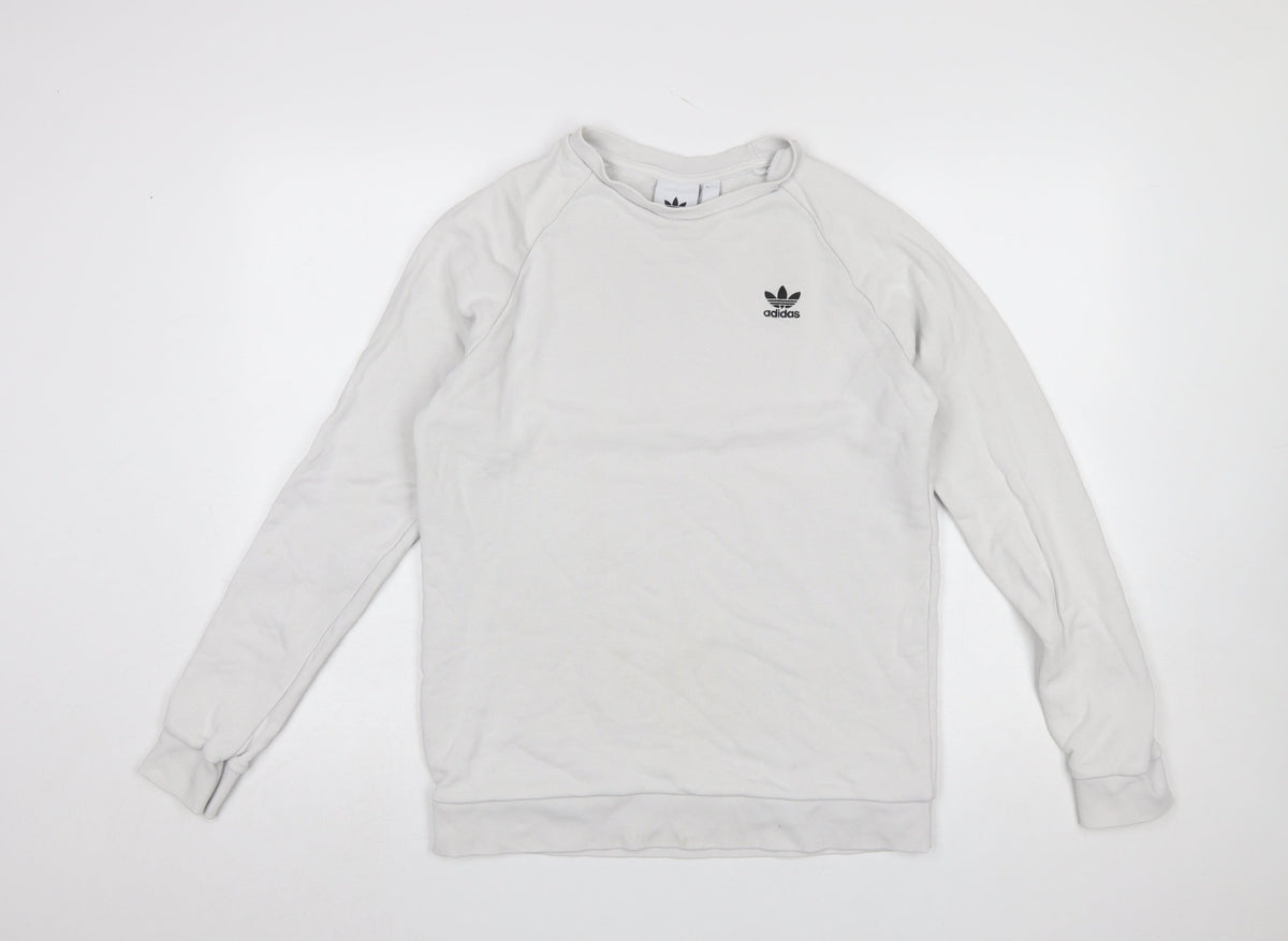 Mens UK Size S adidas White Pullover Sweatshirt