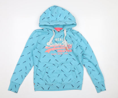 Womens UK Size L Superdry Blue Pullover Hoodie