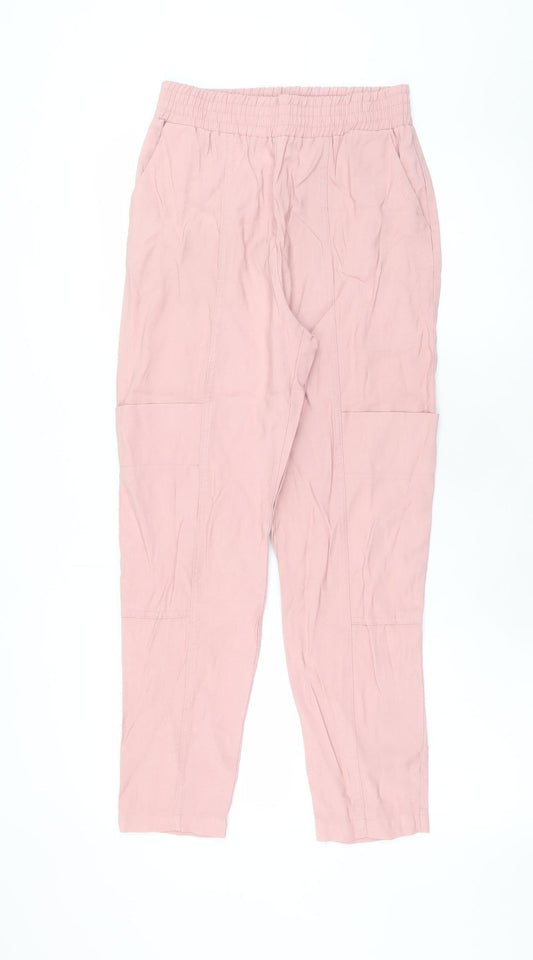 Womens UK Size XS Zara Relaxed Fit Cargo Pink Trousers
