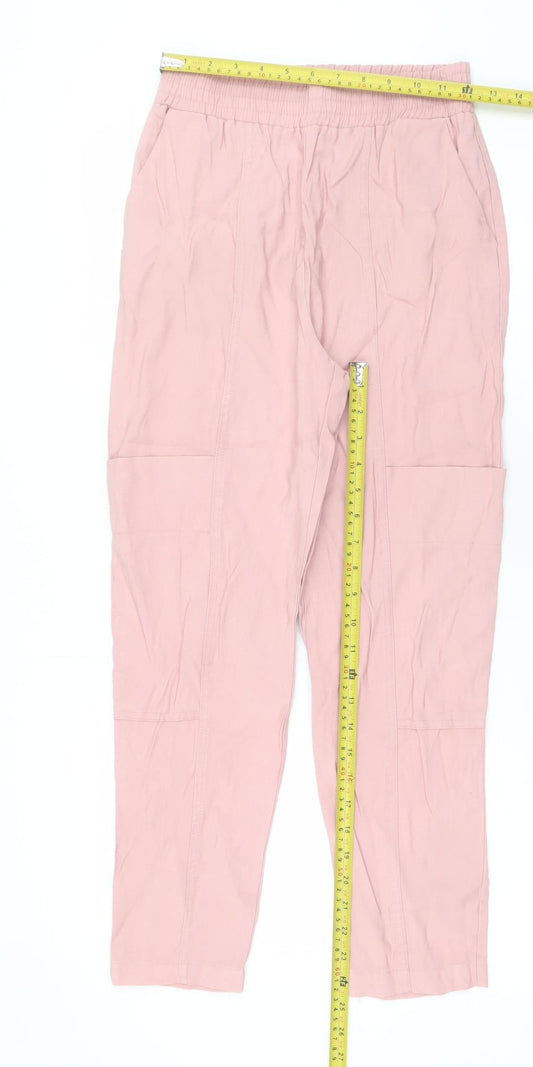 Womens UK Size XS Zara Relaxed Fit Cargo Pink Trousers