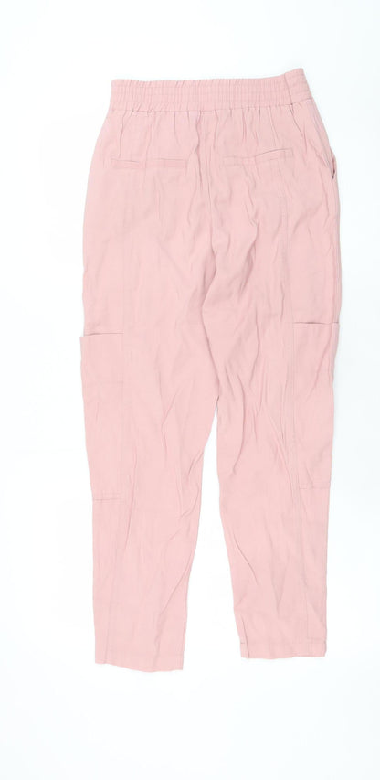 Womens UK Size XS Zara Relaxed Fit Cargo Pink Trousers