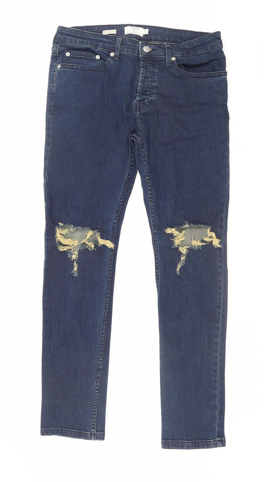 Mens UK Size M Topman Slim Fit Skinny Blue Jeans