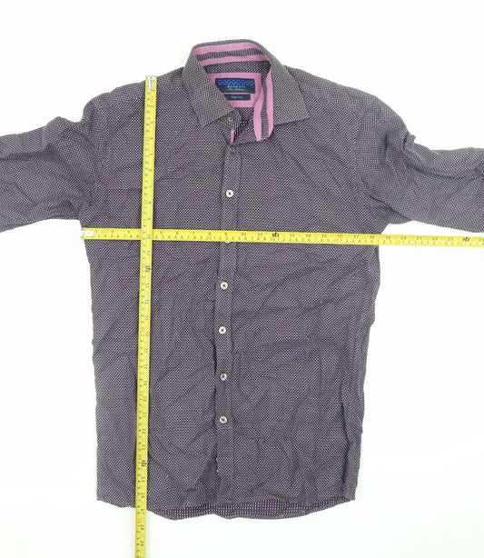 Benetti Men's Purple Slim Fit Geometric Long Sleeve Shirt Size S