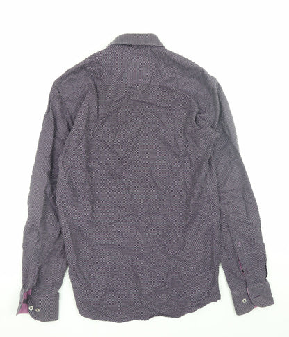 Benetti Men's Purple Slim Fit Geometric Long Sleeve Shirt Size S
