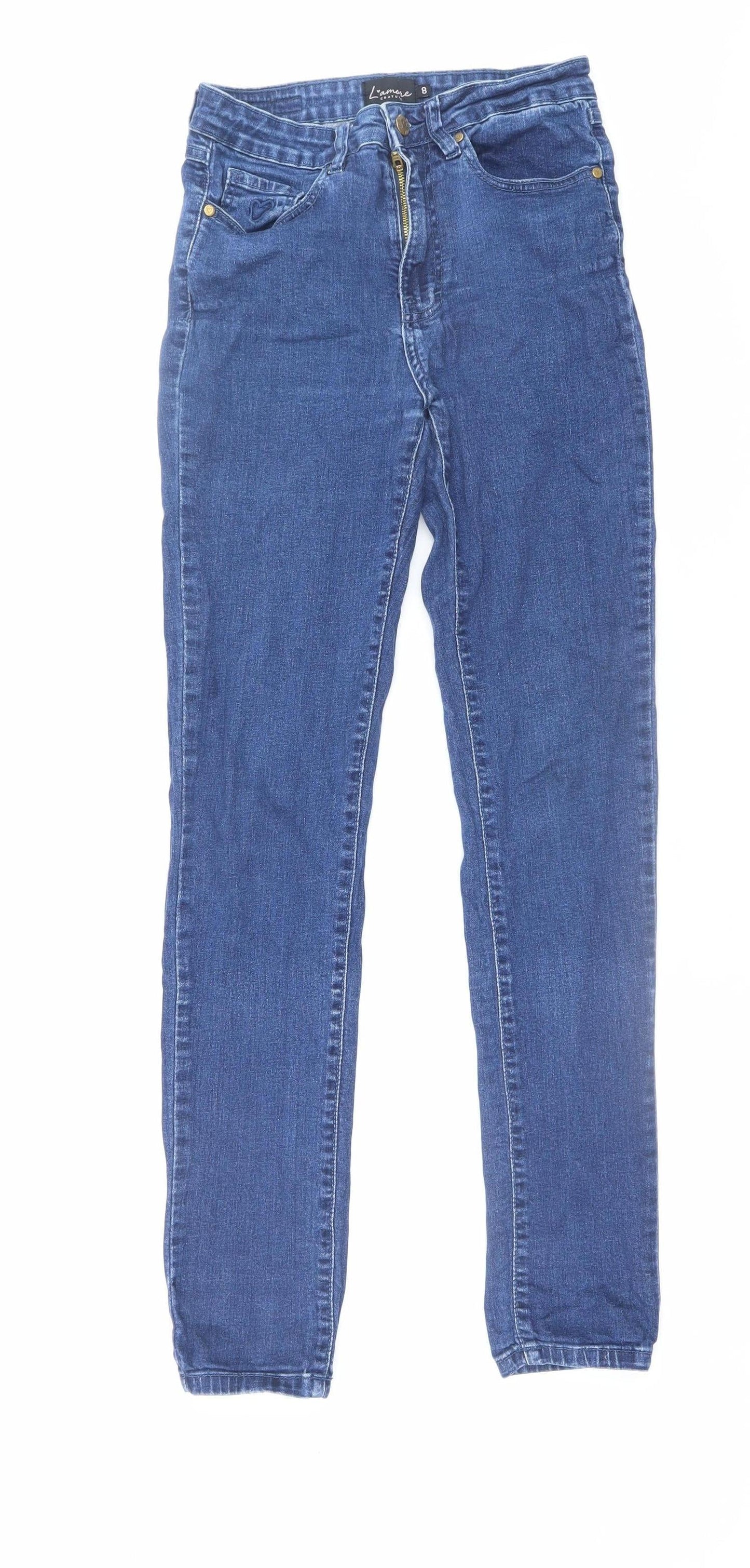 Womens UK Size 8 L'amore Couture Slim Fit Skinny Blue Jeans