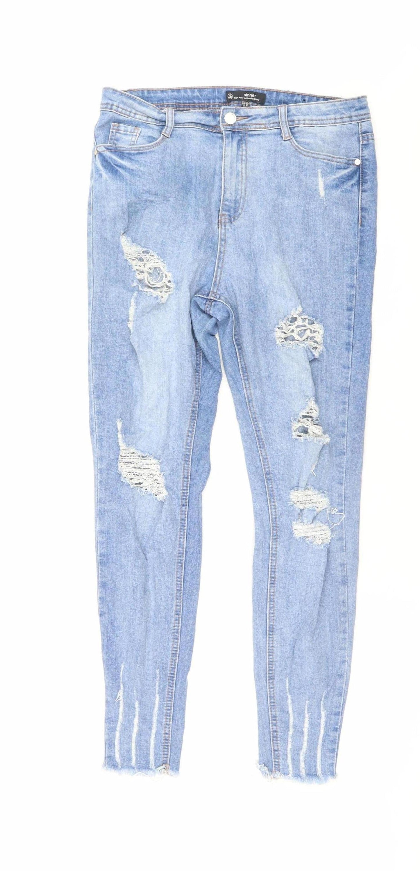 Womens UK Size 12 Sinner Slim Fit Skinny Blue Jeans