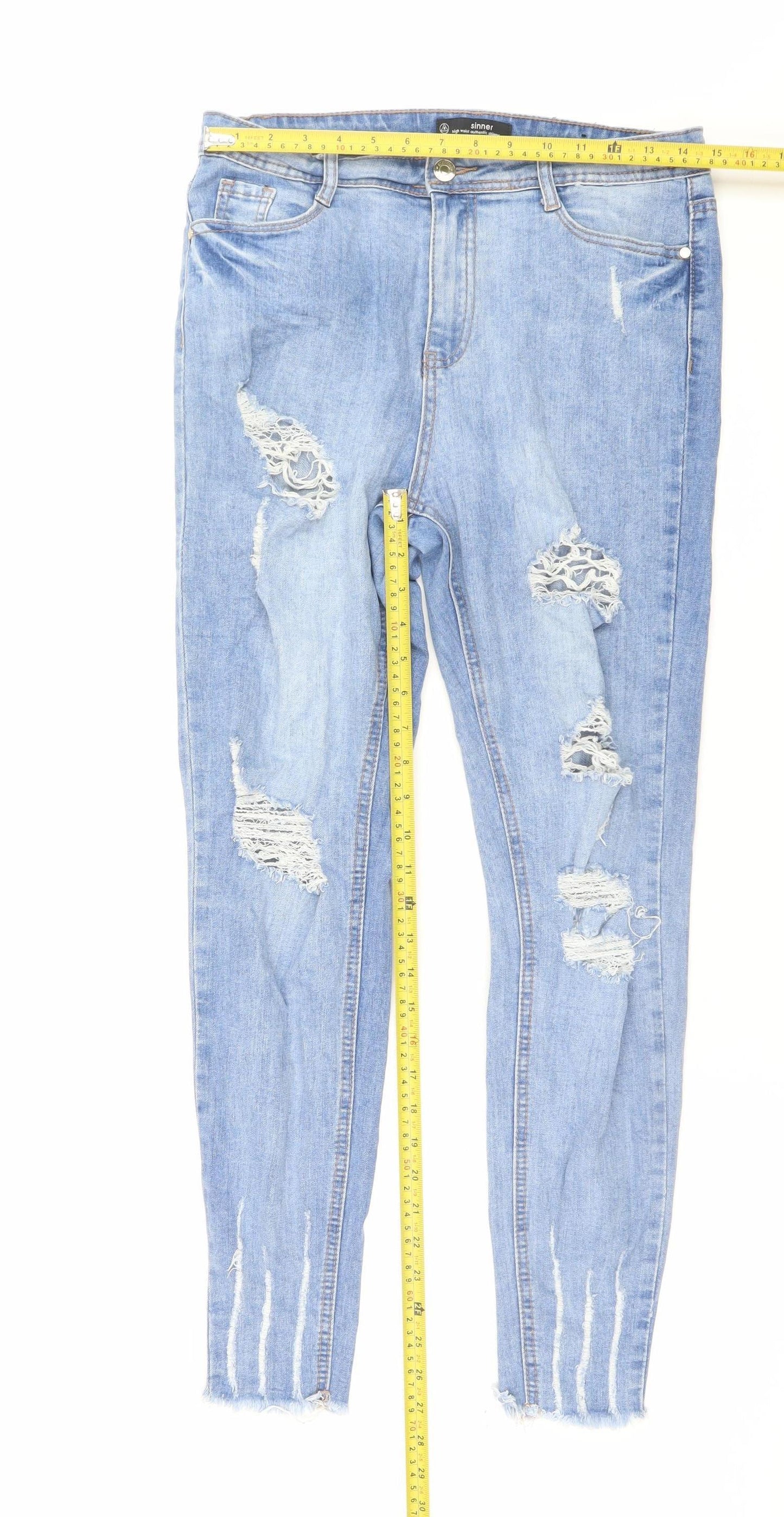 Womens UK Size 12 Sinner Slim Fit Skinny Blue Jeans