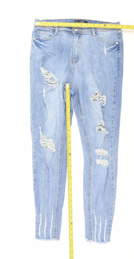 Womens UK Size 12 Sinner Slim Fit Skinny Blue Jeans