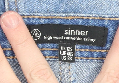 Womens UK Size 12 Sinner Slim Fit Skinny Blue Jeans
