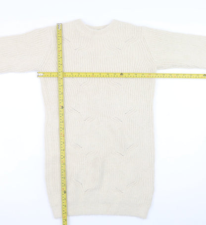 Marks and Spencer Girls Ivory Knit Sweater Dress 10-11 Years Long Sleeve
