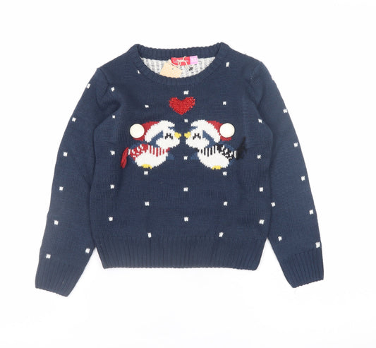 Girls UK Size 5-6 Years Lily & Dan Blue Pullover Jumper