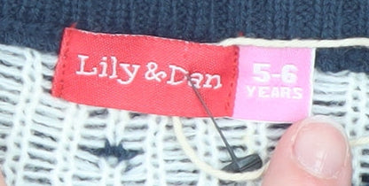 Girls UK Size 5-6 Years Lily & Dan Blue Pullover Jumper
