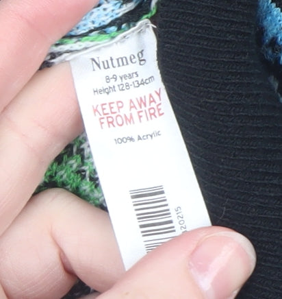 Nutmeg Boys Black Minecraft Creeper Jumper 8-9 Years Acrylic Knit