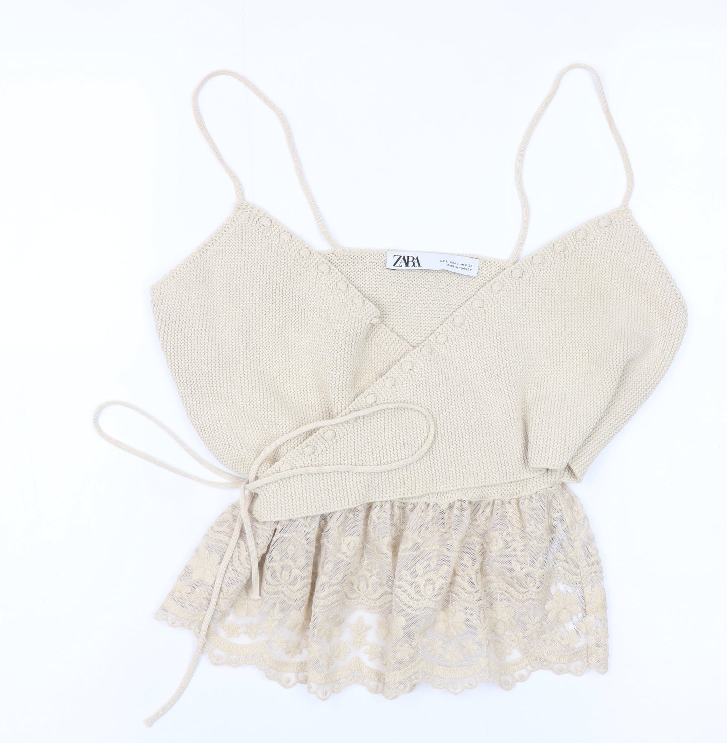 Womens UK Size L Zara Beige Wrap Tank