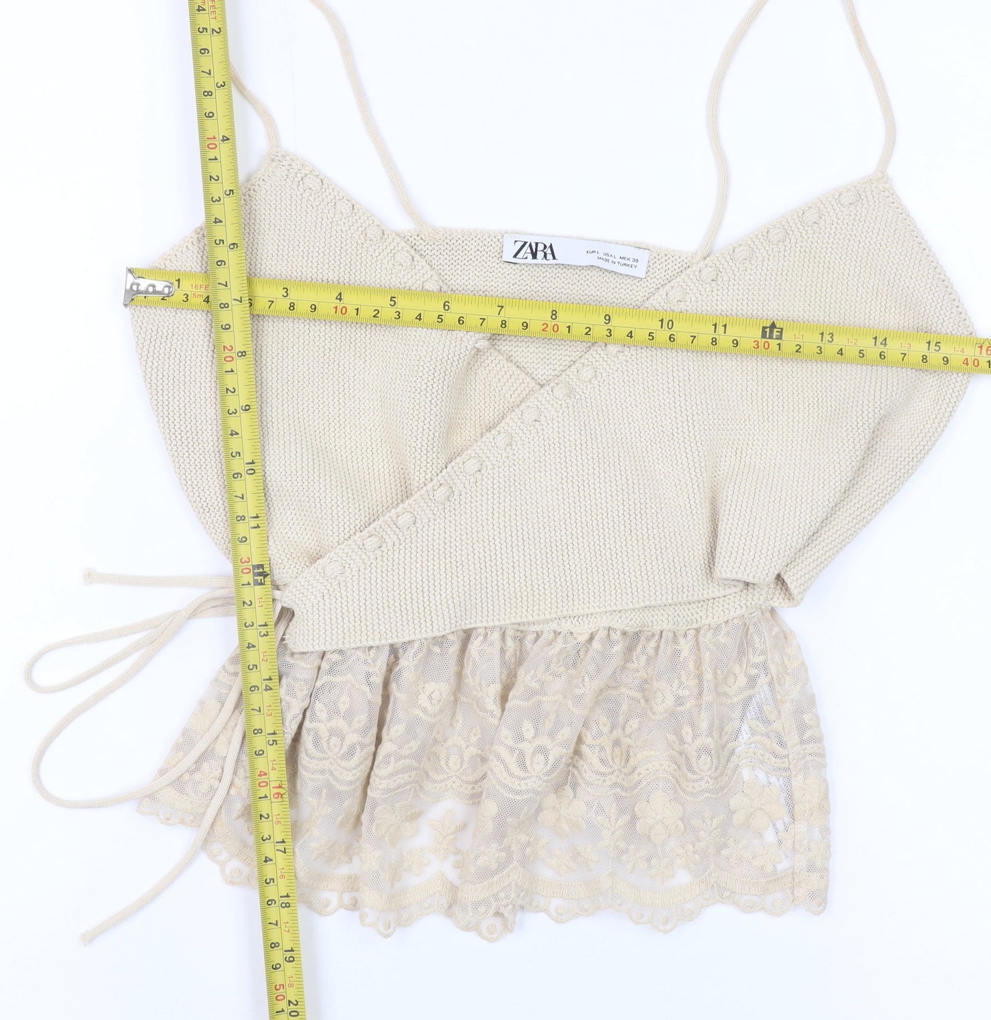 Womens UK Size L Zara Beige Wrap Tank