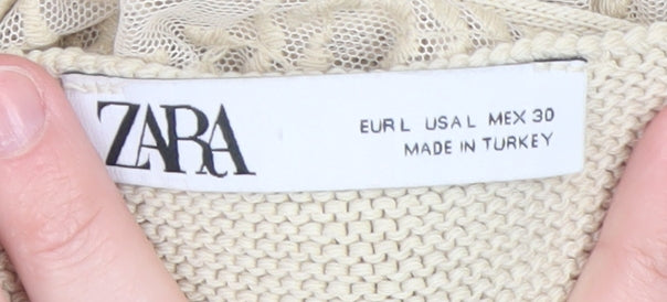Womens UK Size L Zara Beige Wrap Tank