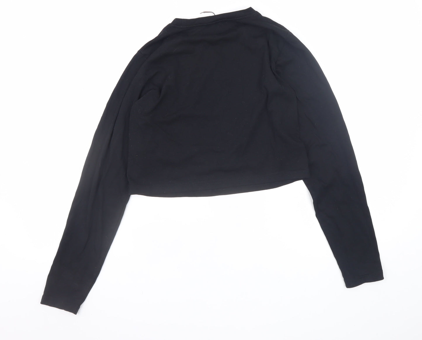 Womens UK Size 12 Pink Soda Sport Black Cropped T-Shirt