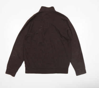 Mens UK Size S Polo Ralph Lauren Brown 1/2 Zip Sweatshirt
