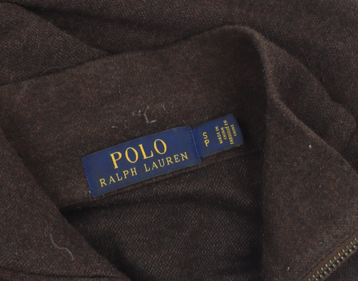 Mens UK Size S Polo Ralph Lauren Brown 1/2 Zip Sweatshirt