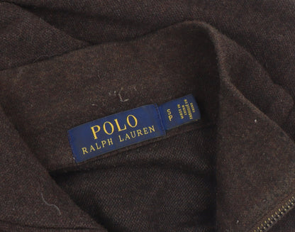 Mens UK Size S Polo Ralph Lauren Brown 1/2 Zip Sweatshirt